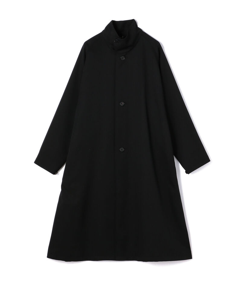 ウールギャバジン スタンドカラーコート