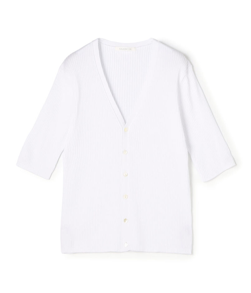 ギザコットンリブ ハーフスリーブカーディガン