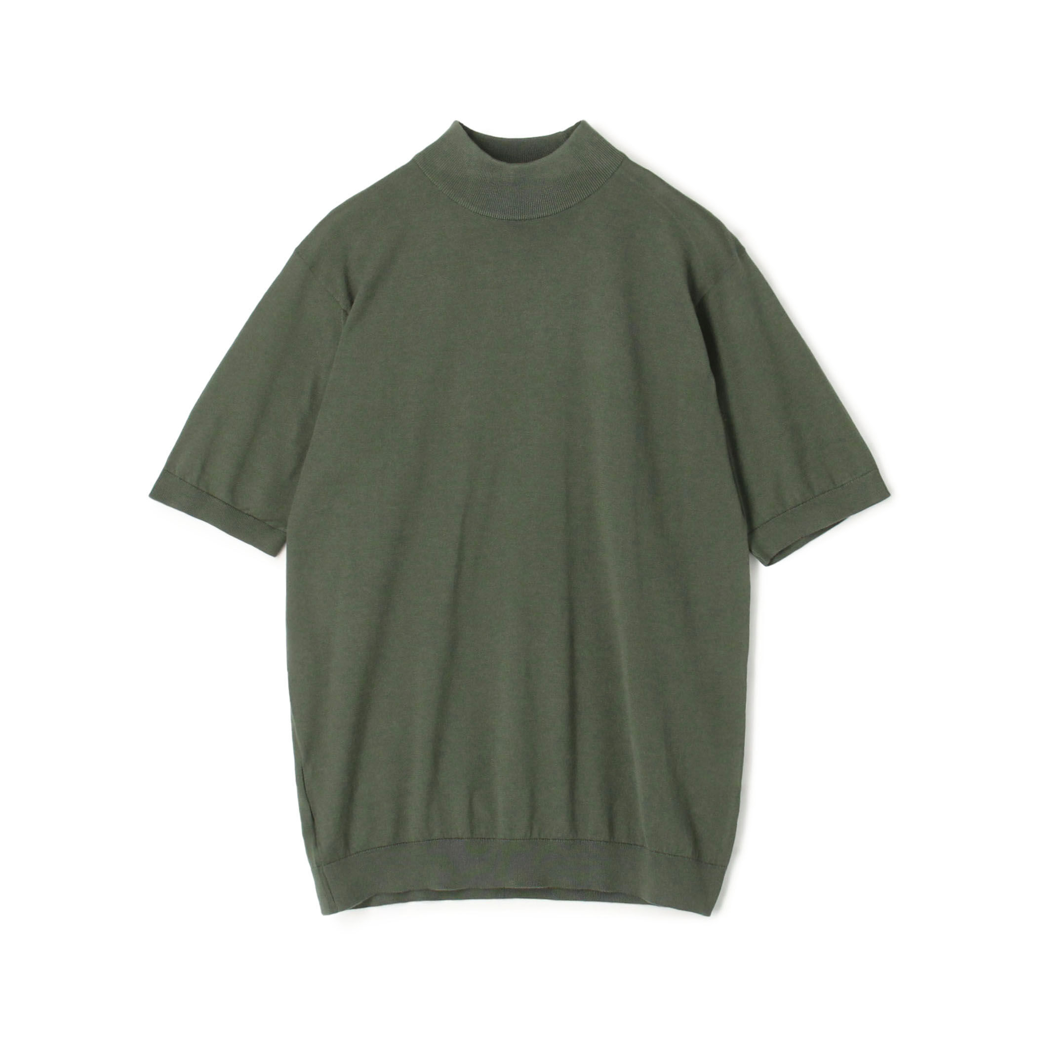 John Smedley モックネック シーアイランドコットン 緑 L 新品 JOHN SMEDLEY コットン モックネックプルオーバー