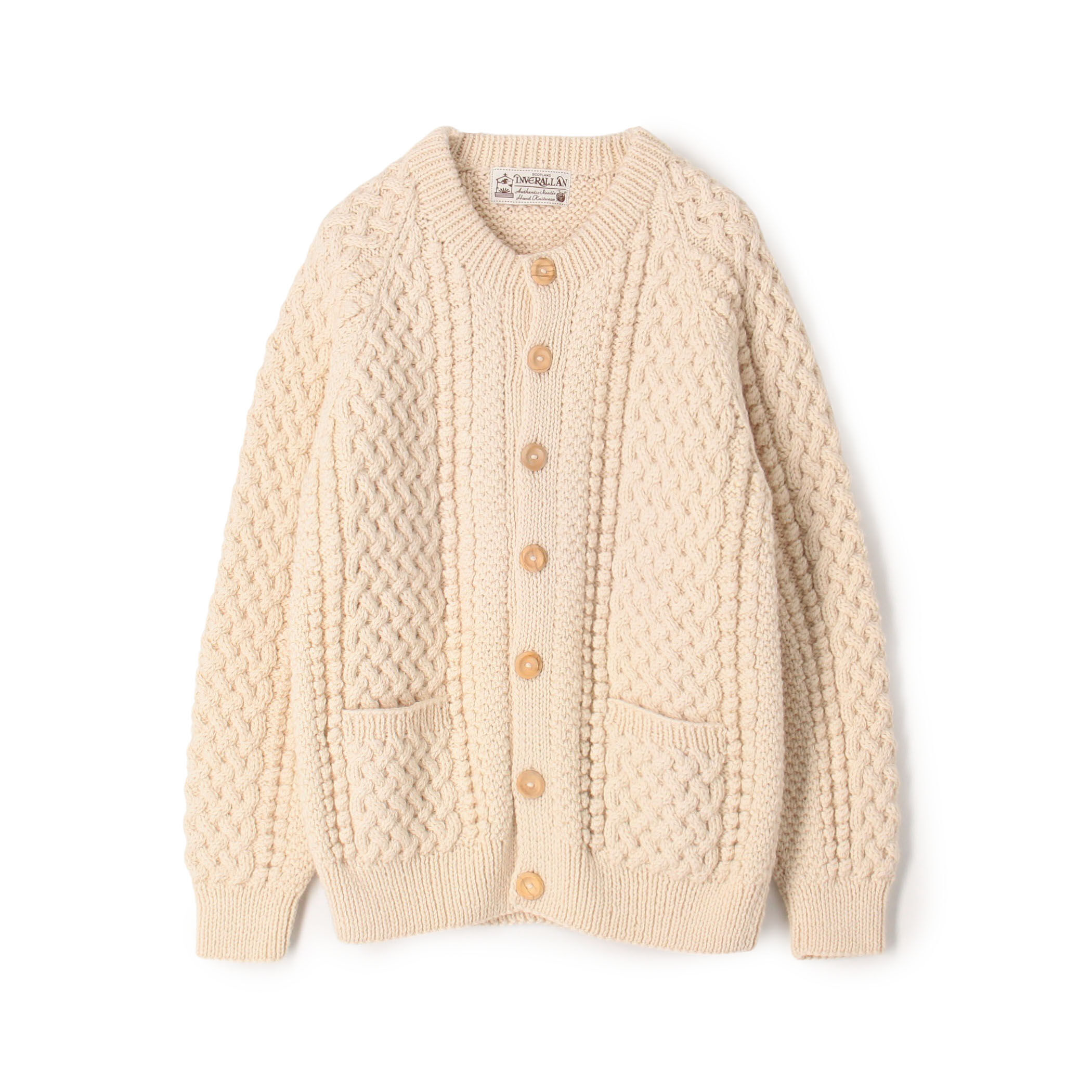 INVERALLAN クルーネックカーディガン INVERALLAN アランニット クルーネック カーディガン