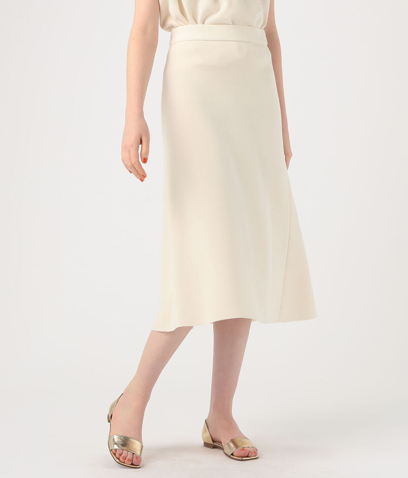 コットンアセテートミラノリブ バックマーメイドスカート  