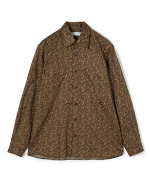 コットンツイル ペイズリープリント ダブルポケットレギュラーカラーシャツ