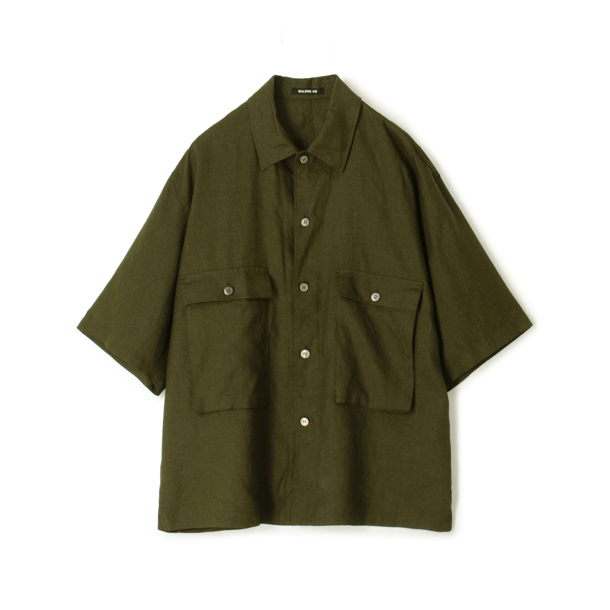 GALERIE VIE リネンポプリン シャツジャケット カーキグリーン GALERIE VIE リネンポプリン シャツジャケット カーキグリーン