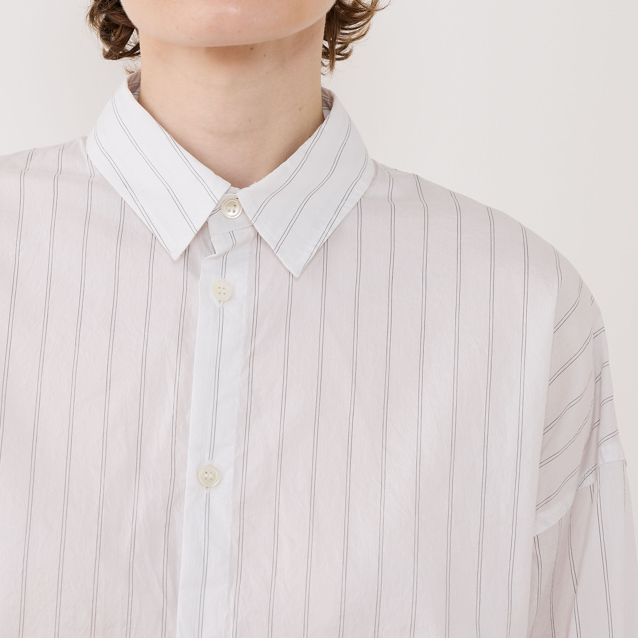 コットンシルクブロード ドロップショルダーシャツ