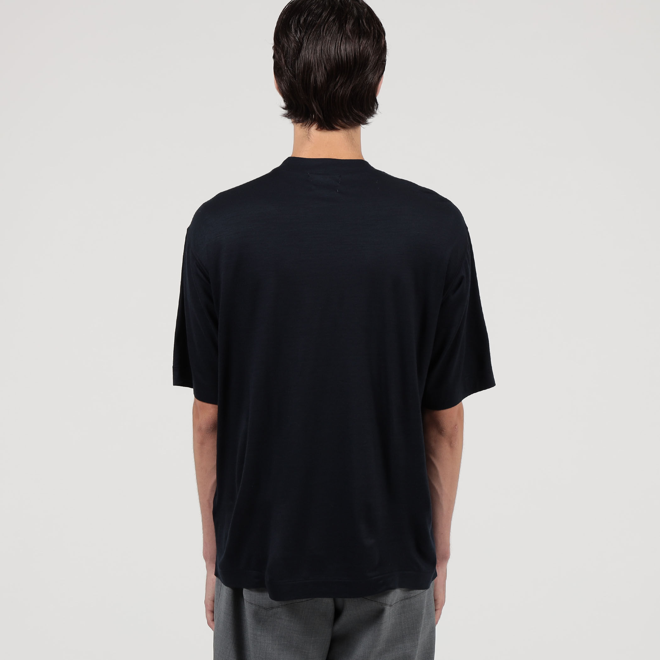 ウールジャージー モックネック ハーフスリーブカットソー