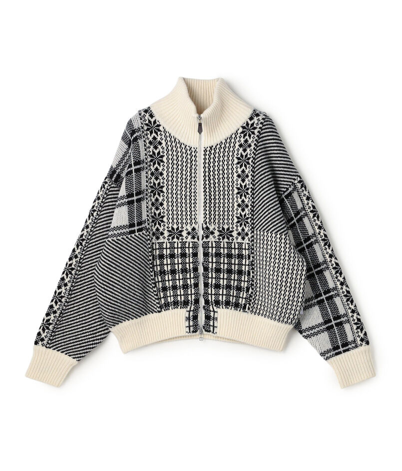 【WEB先行予約】ウールカシミヤジャカード ジップアップブルゾン