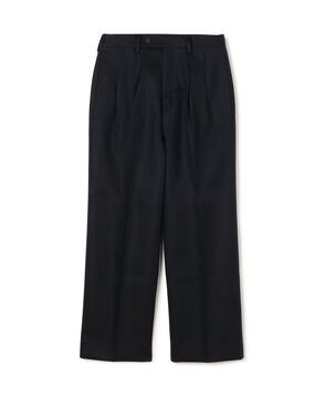 コットンレーヨン 2プリーツ ワイドストレート バレルパンツ