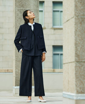 ライトファンシーツイード サスペンダーワイドパンツ