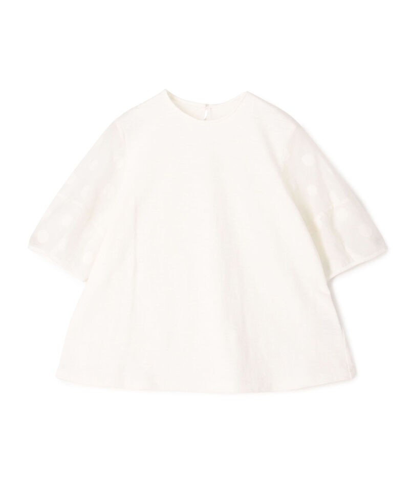 スラブジャージー ドットパフスリーブプルオーバー