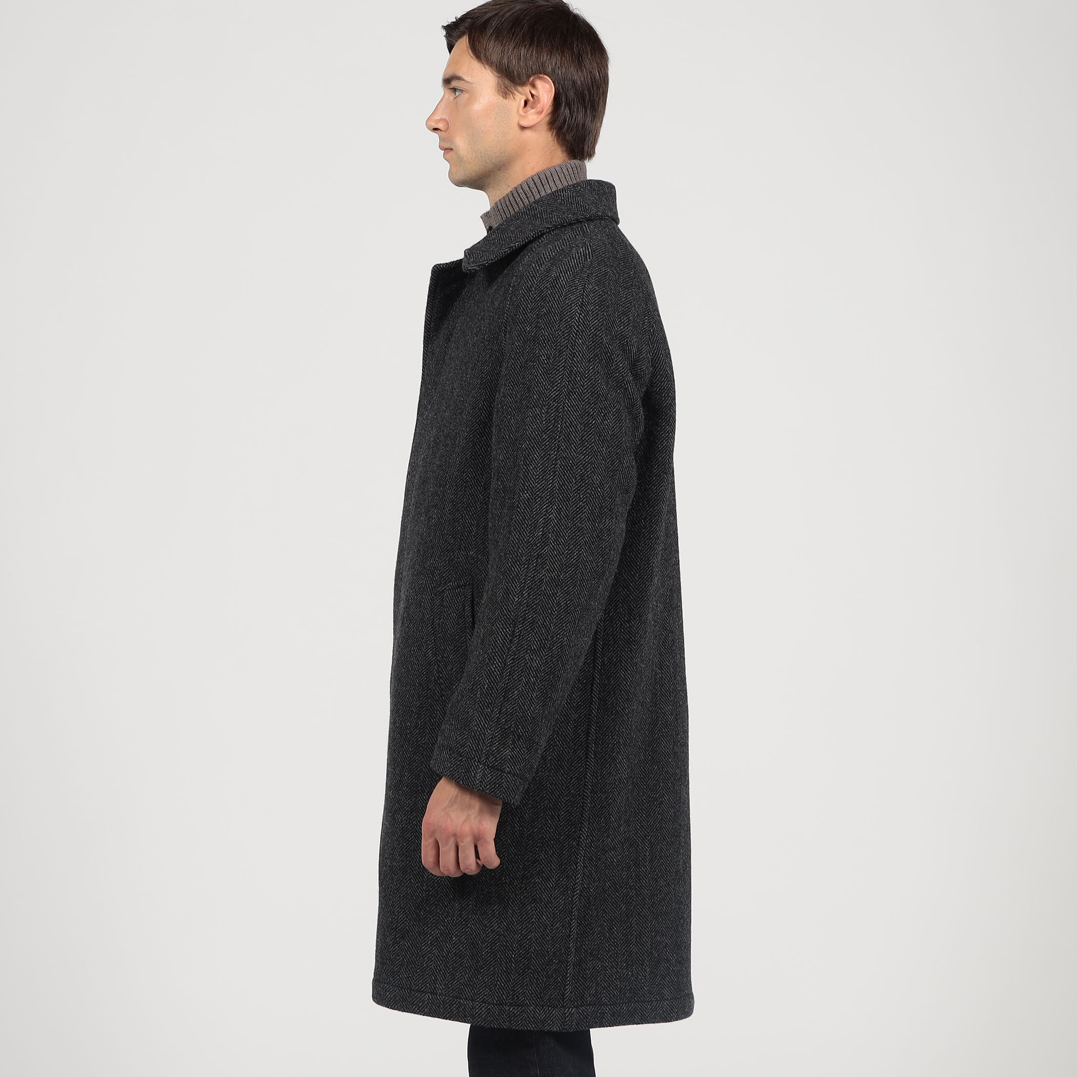 ブリティッシュウールツイード バルカラーコート ZANIERI