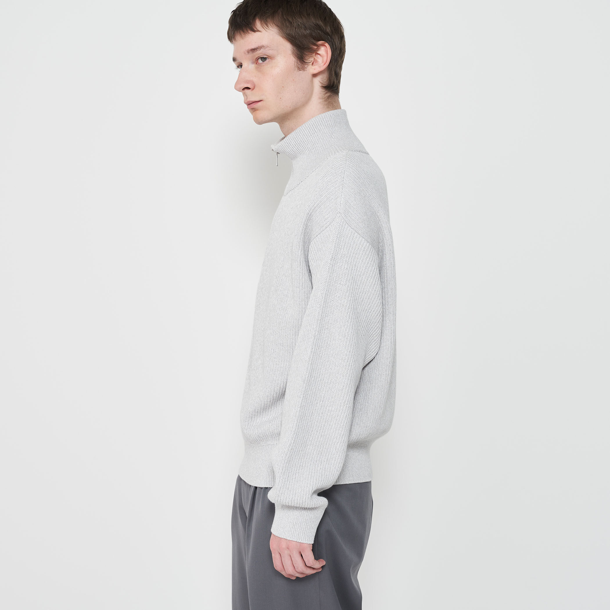 コットンハーフカーディガン ハーフジッププルオーバー