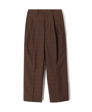 ■SUPER120&rsquo;Sウール 2プリーツ ワイドストレート バレルパンツ