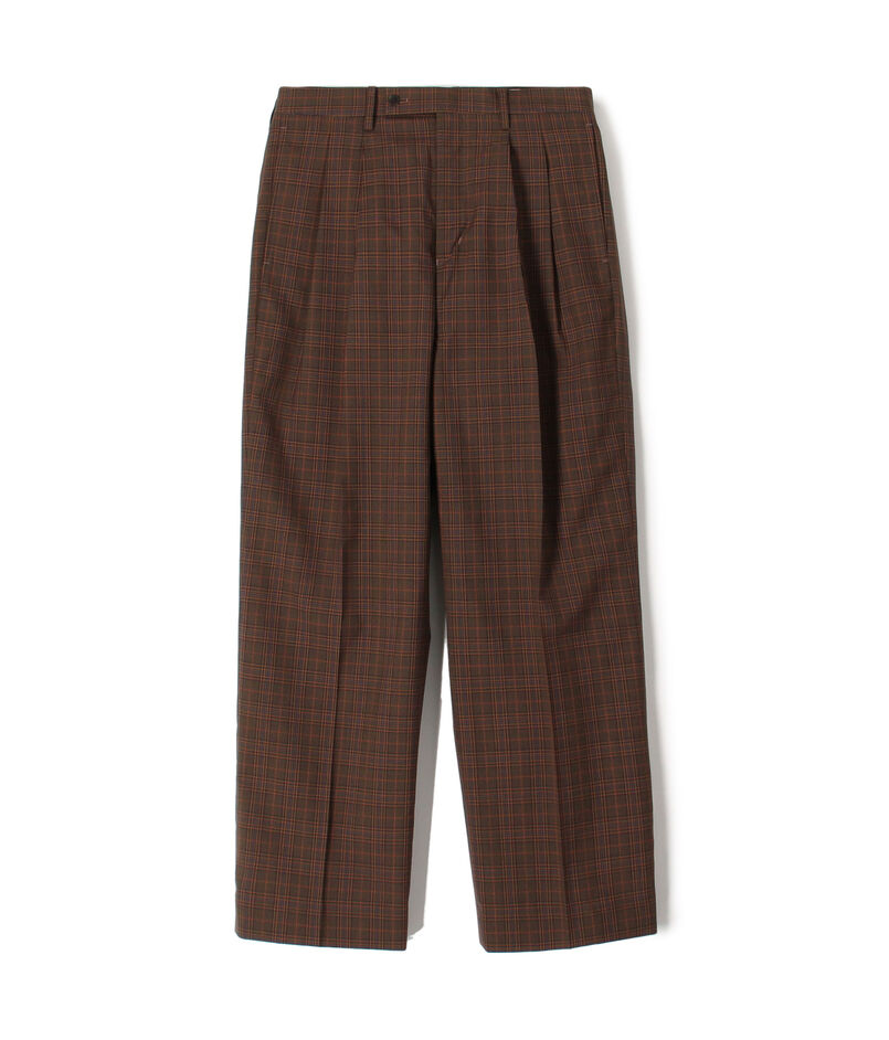 ■SUPER120&rsquo;Sウール 2プリーツ ワイドストレート バレルパンツ