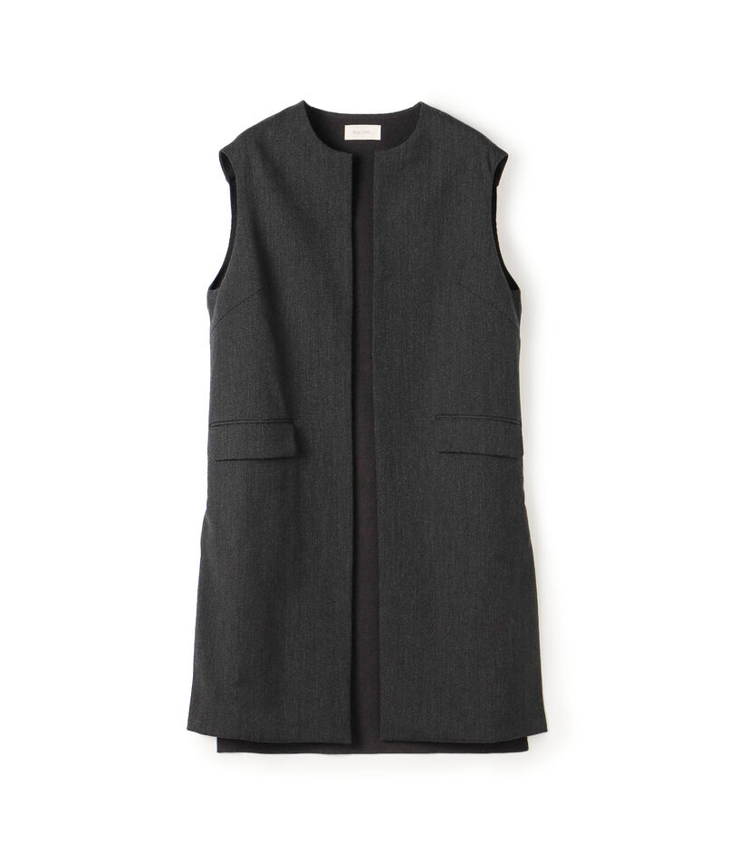 【WEB先行予約】ウールファブリックコンビ ロングジレ