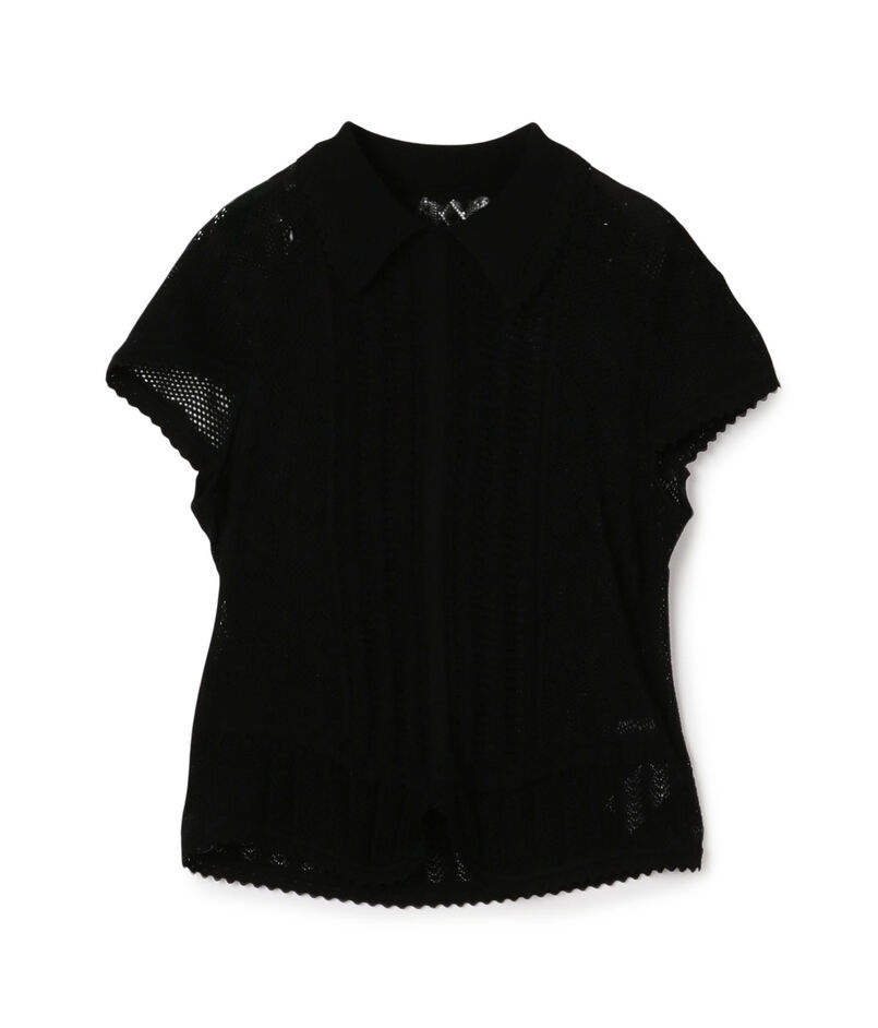 Mame Kurogouchi Lace Stripe Knitted Top