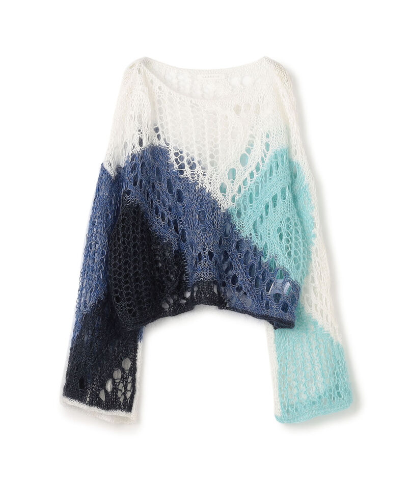 リネンパッチワーク ボートネックプルオーバー