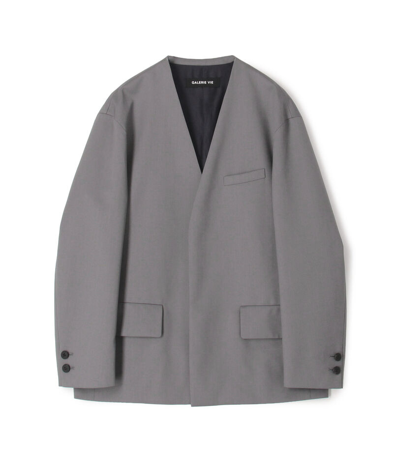 ウォッシャブルギャバジン カラーレスジャケット