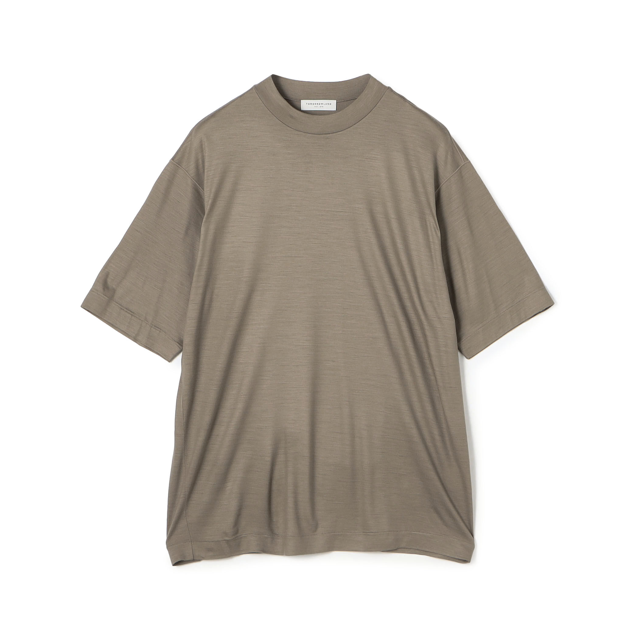 ウールジャージー モックネック ハーフスリーブカットソー