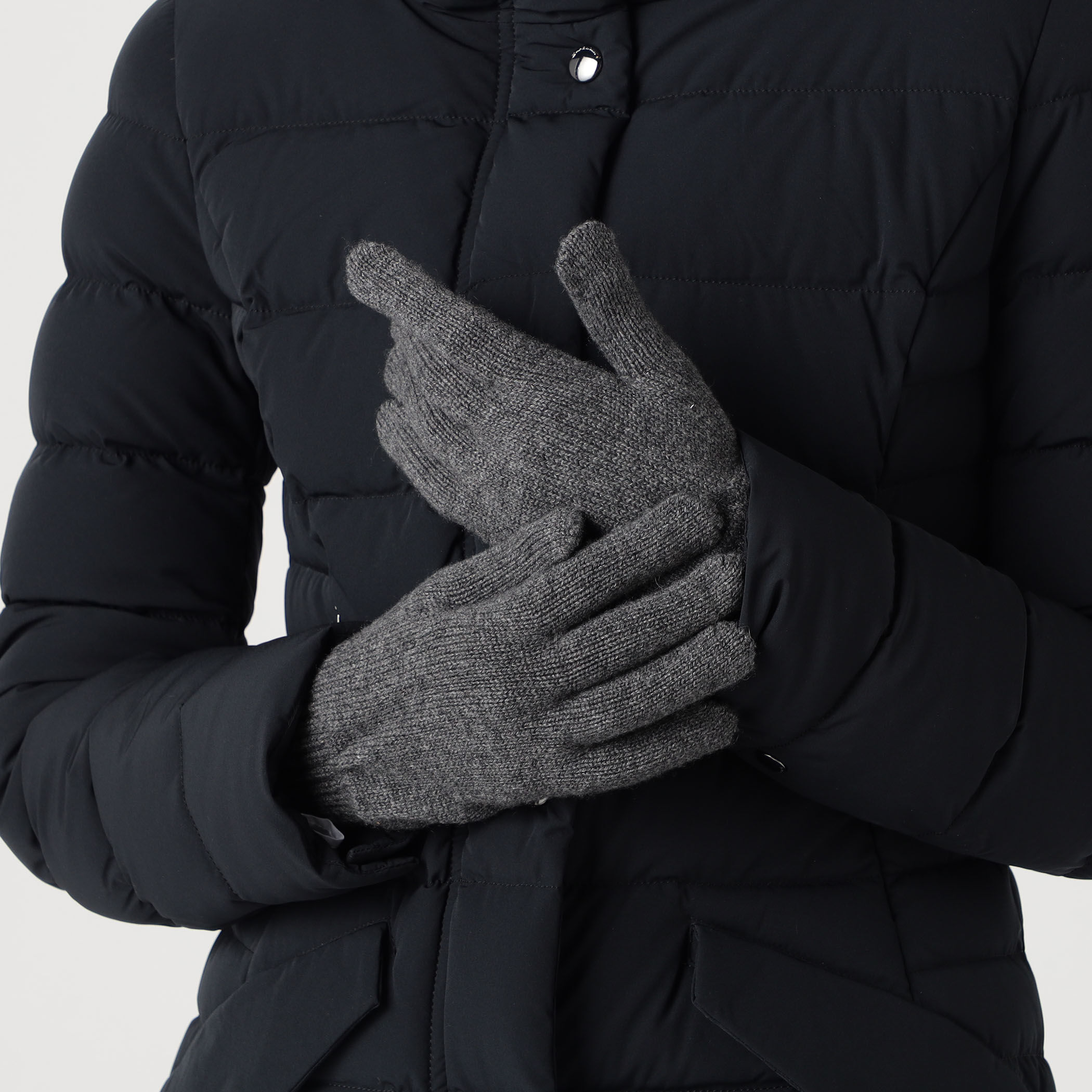 Johnstons of Elgin カシミヤ リブニット グローブ