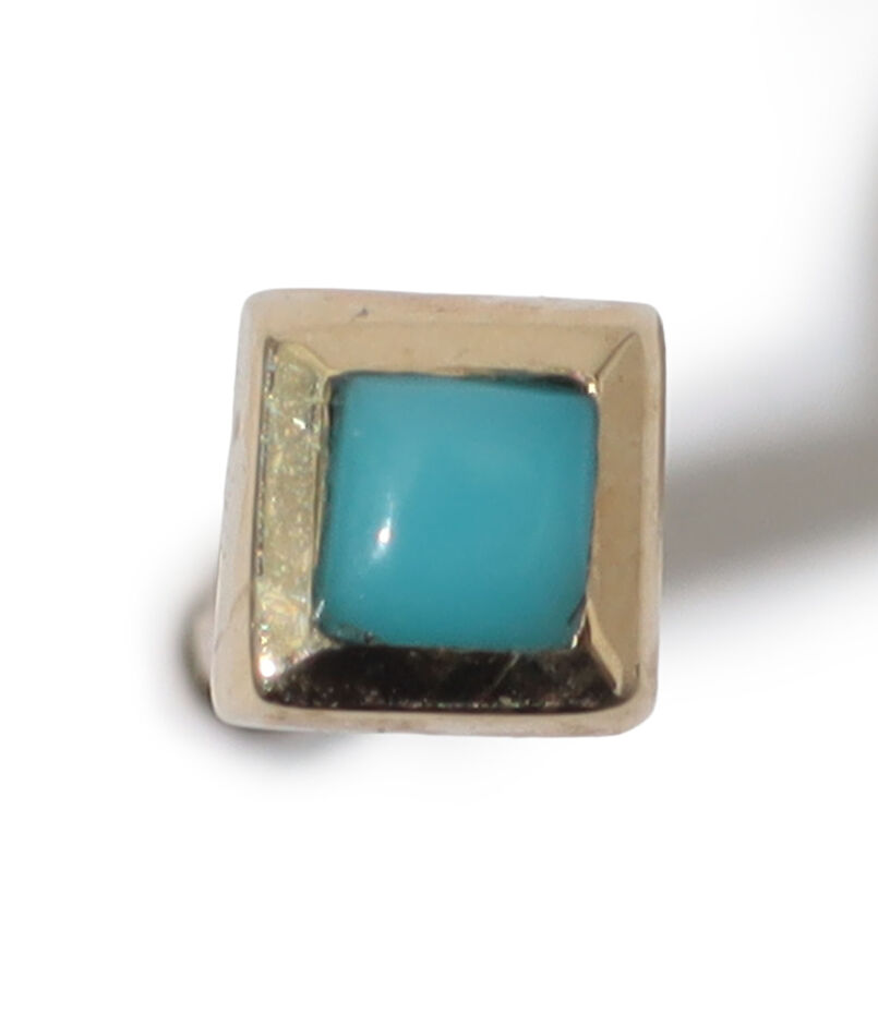 Metier Mini Bezel Set Princess Gemstone Studs 片耳ピアス