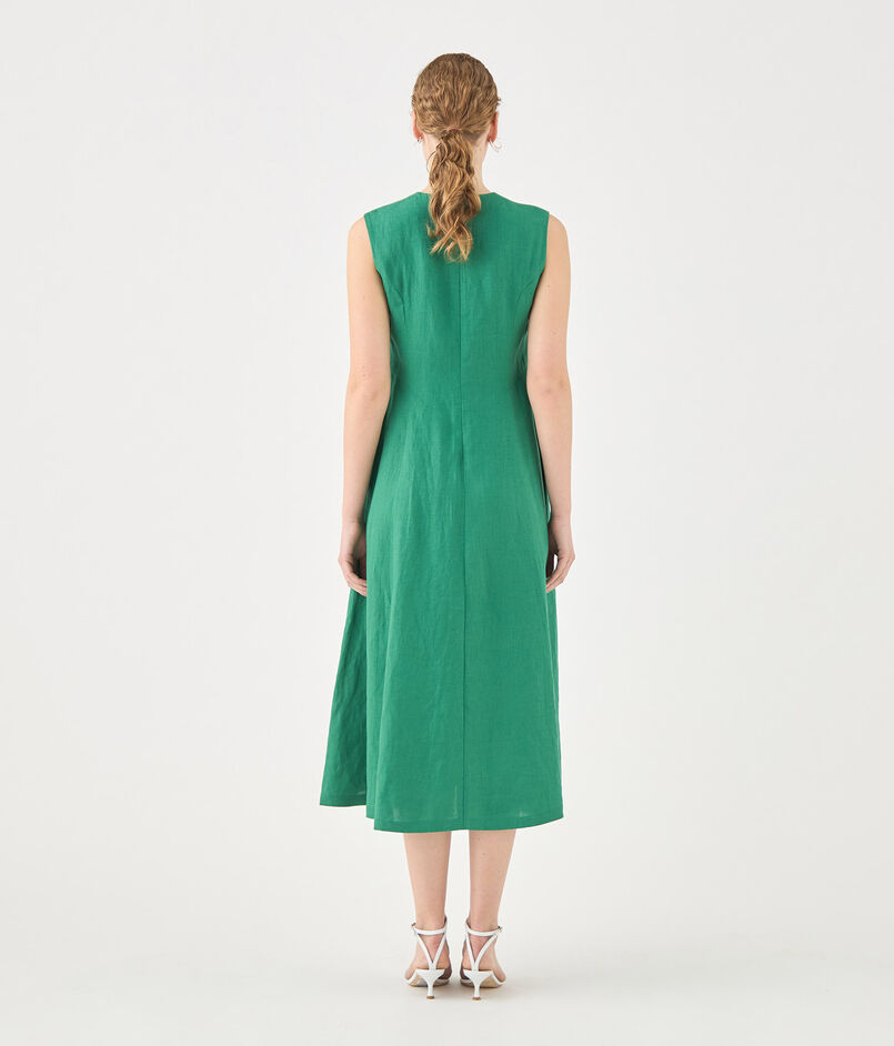 スムースリネン キーネックフレアワンピース｜トゥモローランド 公式通販