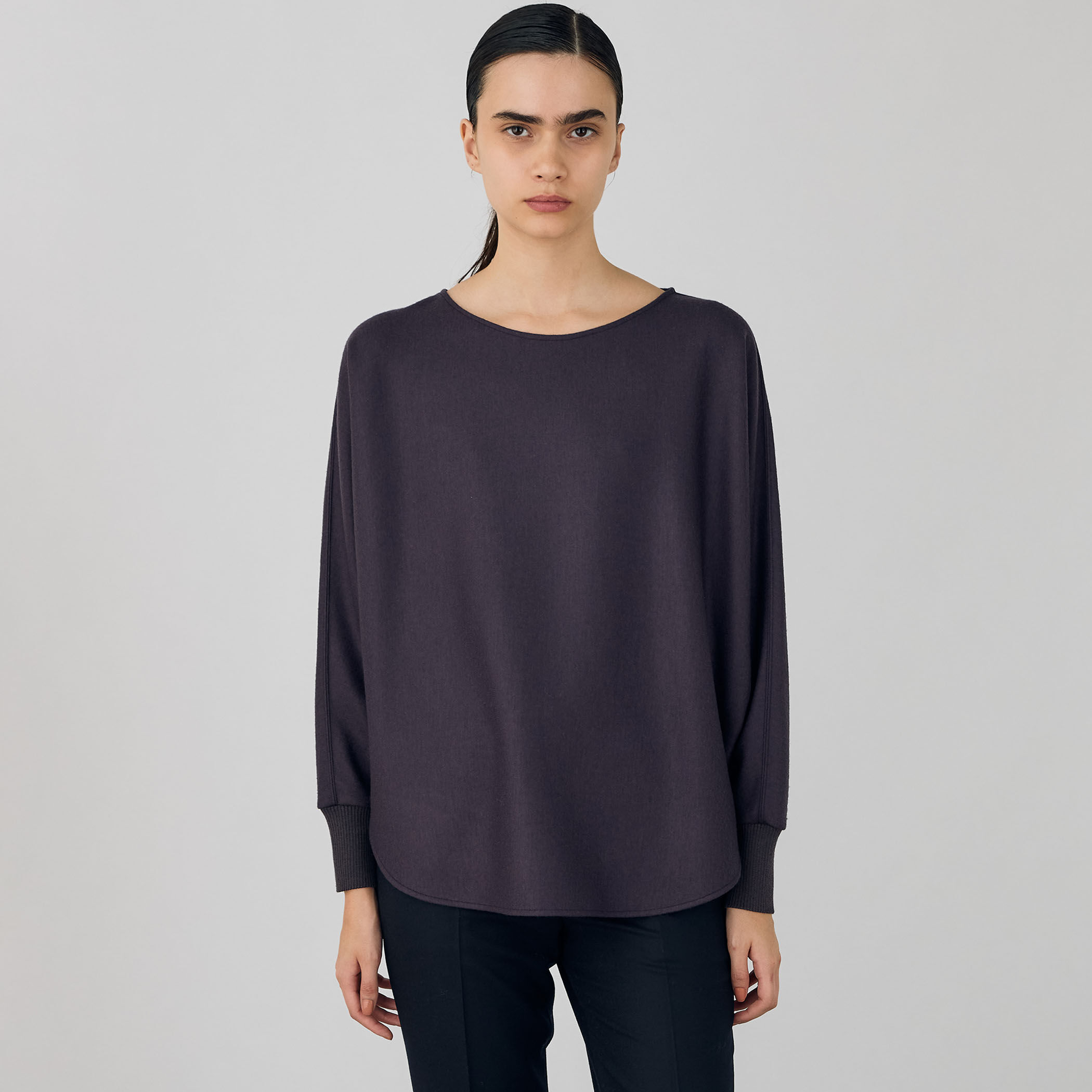 【値下げ】DES PRES 24AW ニットコンビネーション ボートネックプルオーバー ロングスリーブカットソー 22034403214 グレー サイズ：free (EC) 一部WEB先行予約】ニットコンビネーション ボートネックプル