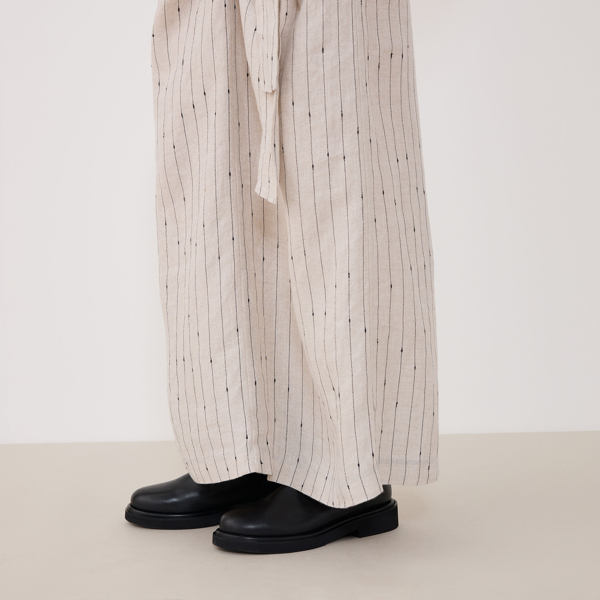 リネンシルクノットストライプ ラップマキシスカート