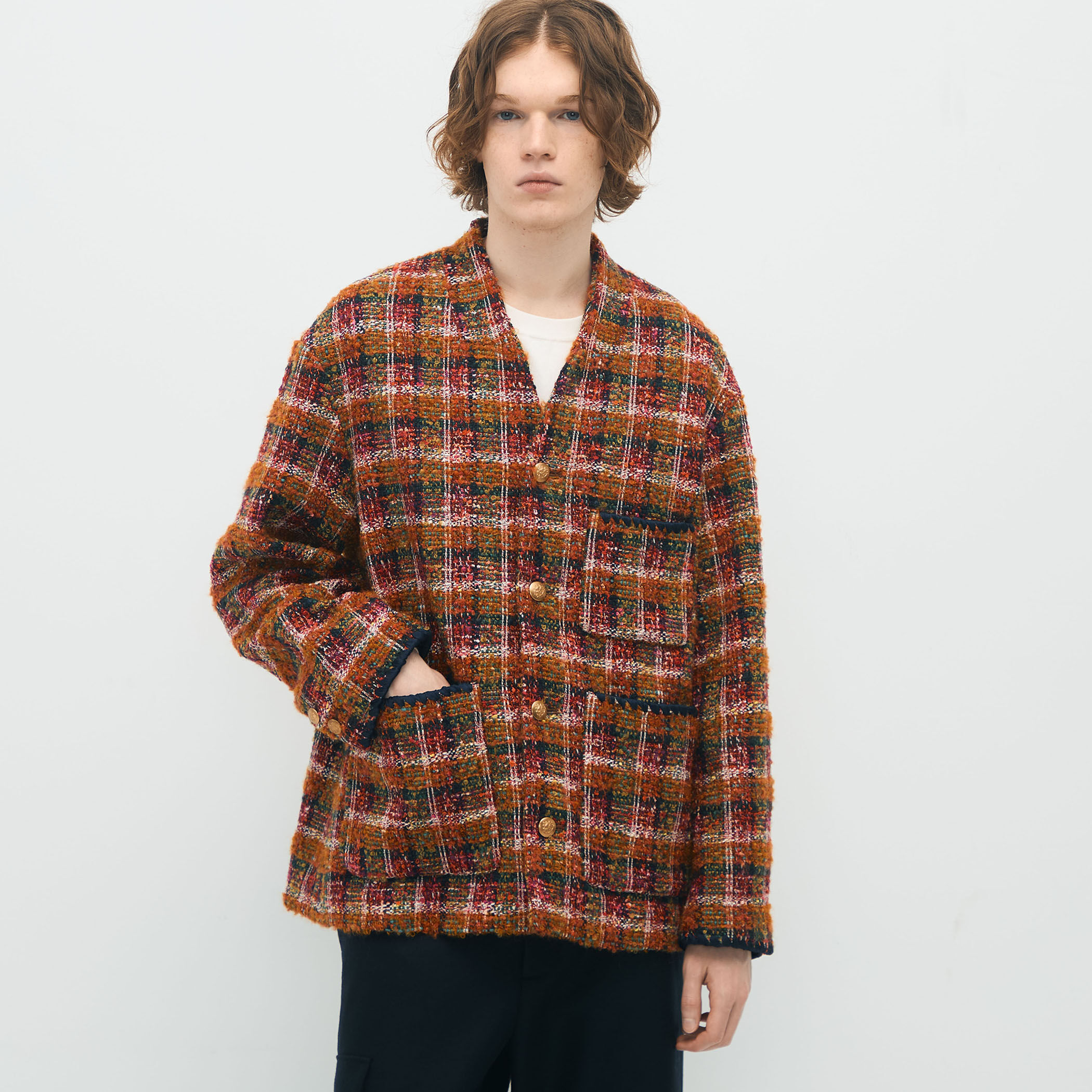 CAbAN マルチカラーニットジャケット CAbAN マルチカラーニットジャケット コットン マルチストライプニット