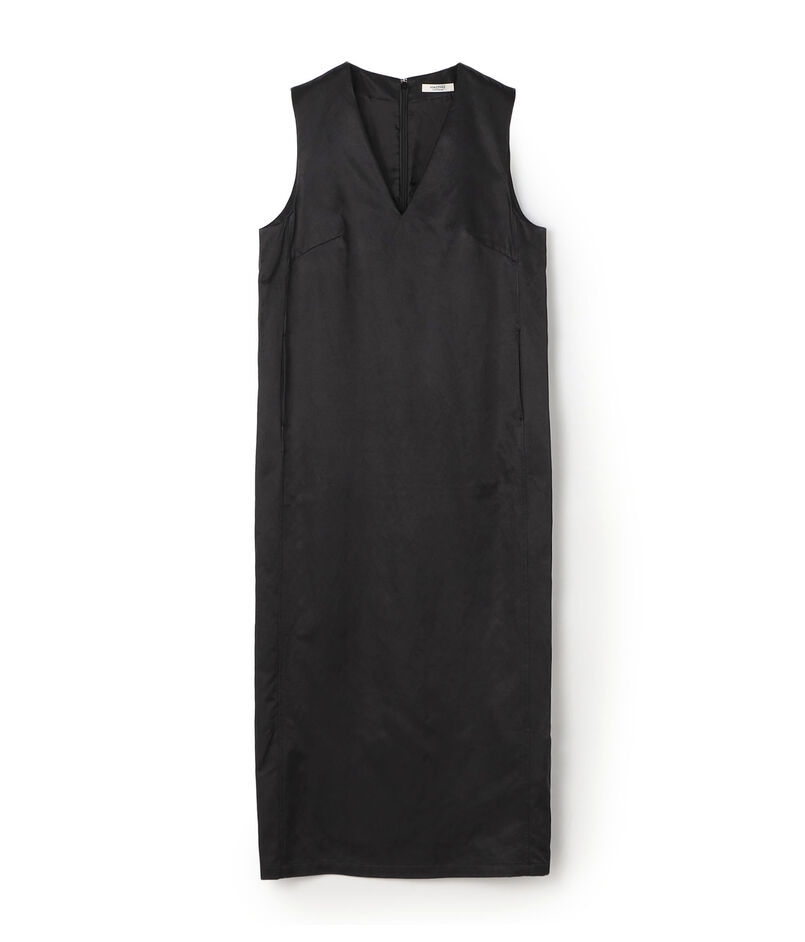 コットンレーヨンモールスキン Vネックワンピース