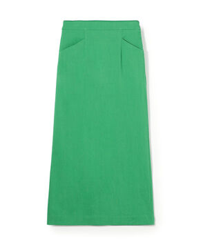 トリアセテートリネンストレッチ タイトロングスカート