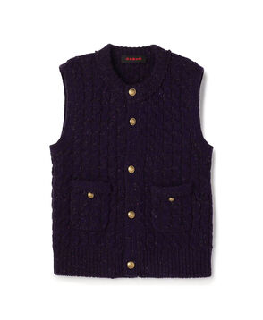 ウールネップ ケーブルニットベスト