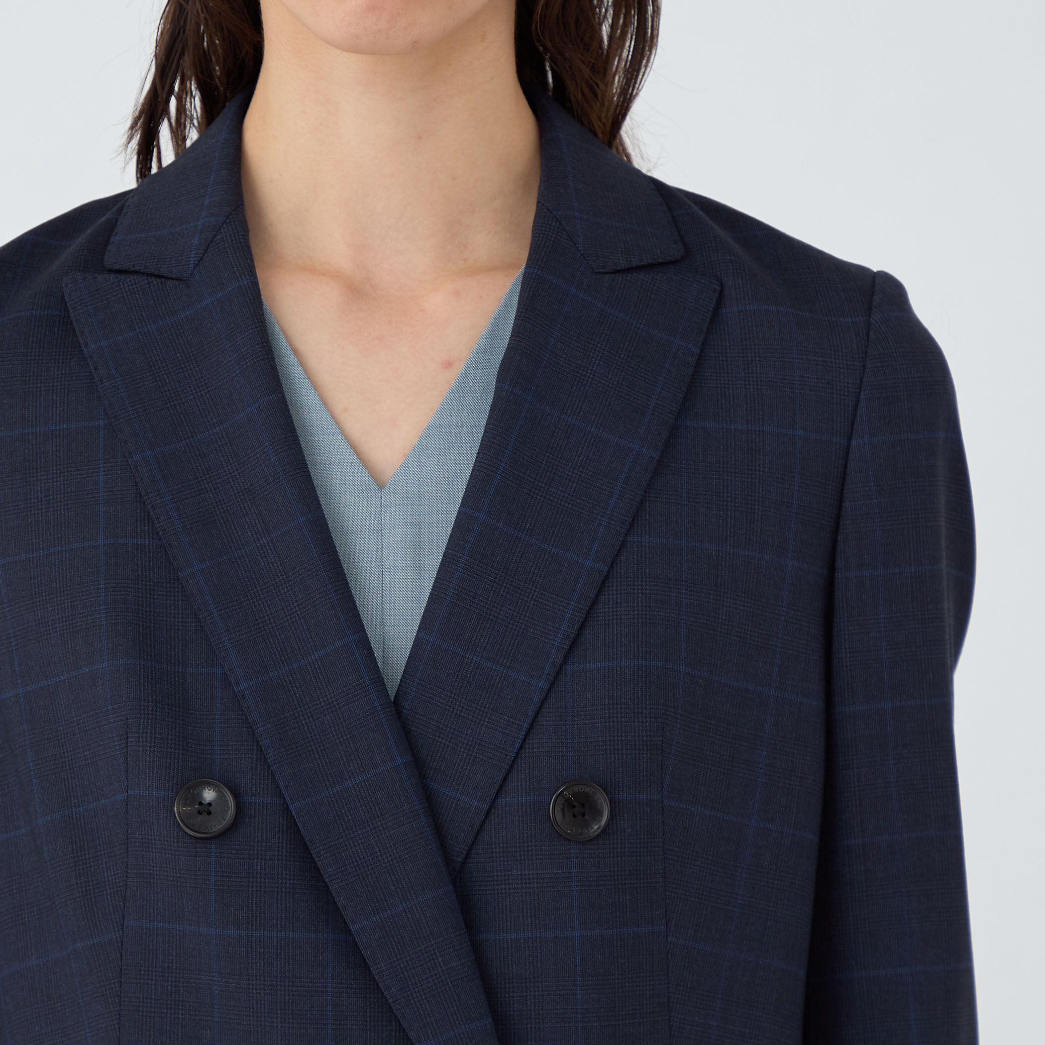 365 BLUE WINDOWPANE ダブルブレストジャケット