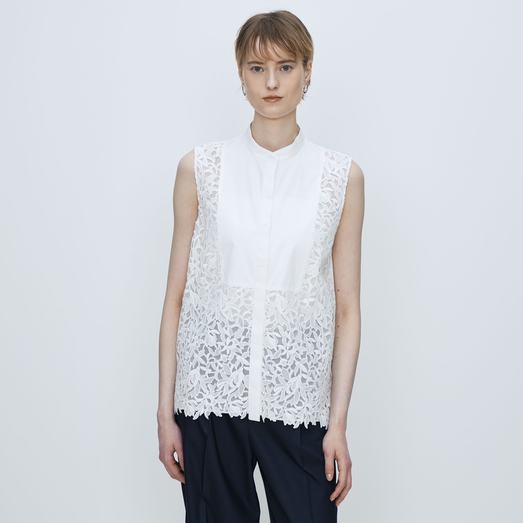 ドゥロワーDrawer 2020SSフラワーレースショートスリーブブラウス(D SM CO/VI LACE TTSK)【LTSA65898】 Flora Nikrooz Genevive Lace-Trimmed V-Neck Chemise | Anthropologie