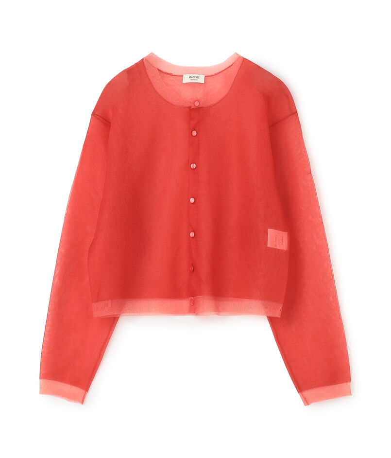 シアーレイヤー クルーネックカーディガン