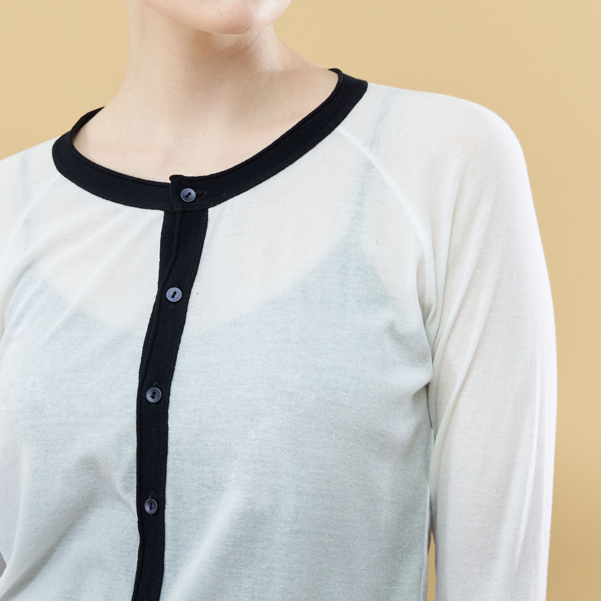 GALERIE VIE◆23SS/ガーゼフライスジャージークルーネックカ/FREE/コットン/WHT/無地/23-03-31-033 ガーゼフライスジャージー クルーネックカーディガン