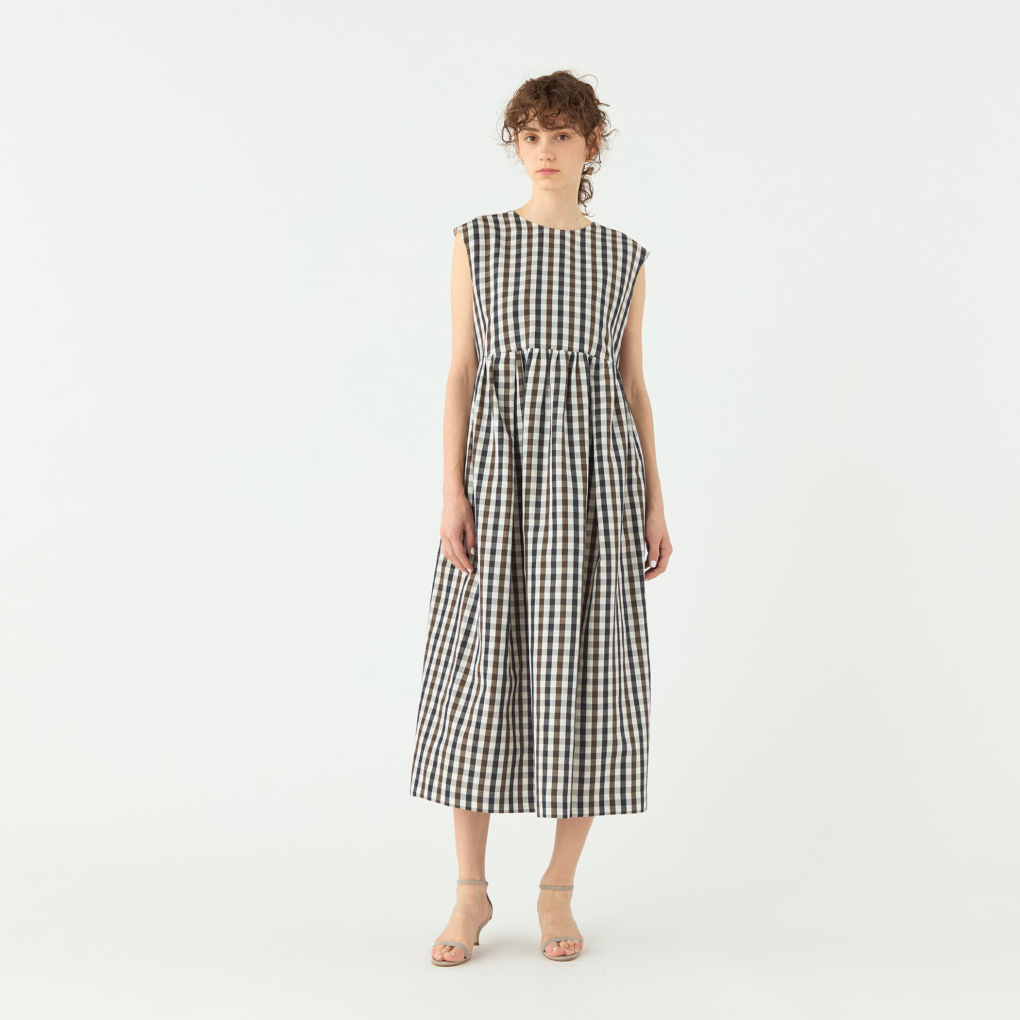 トゥモローランドコレクション　チェック　ワンピース ピコロールギンガムチェック コクーンワンピース｜トゥモローランド