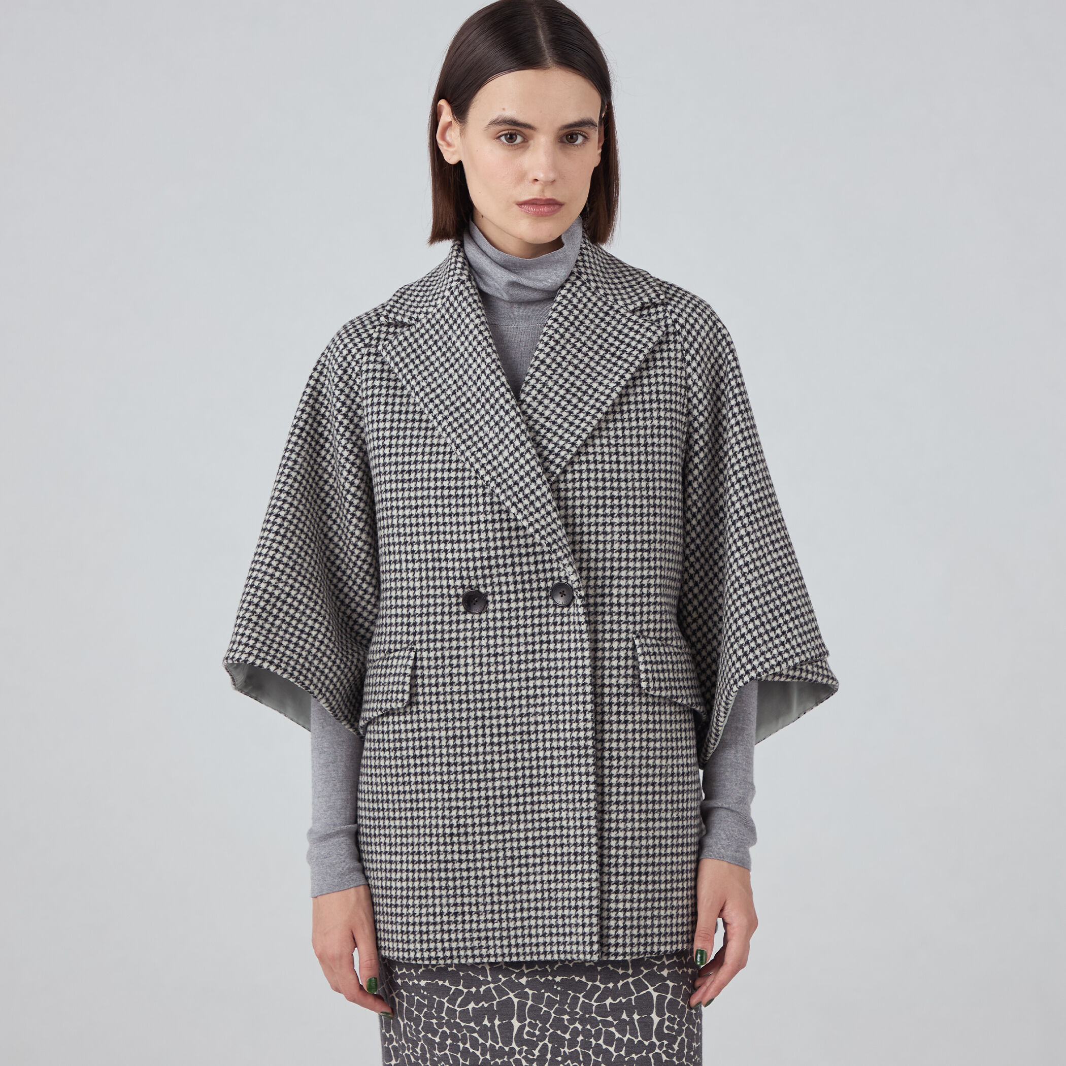 新品タグ付 ウールモヘアフレアショートコート ブラック アーガ Aga Future Melton ビックカラーショートコート （ブラック