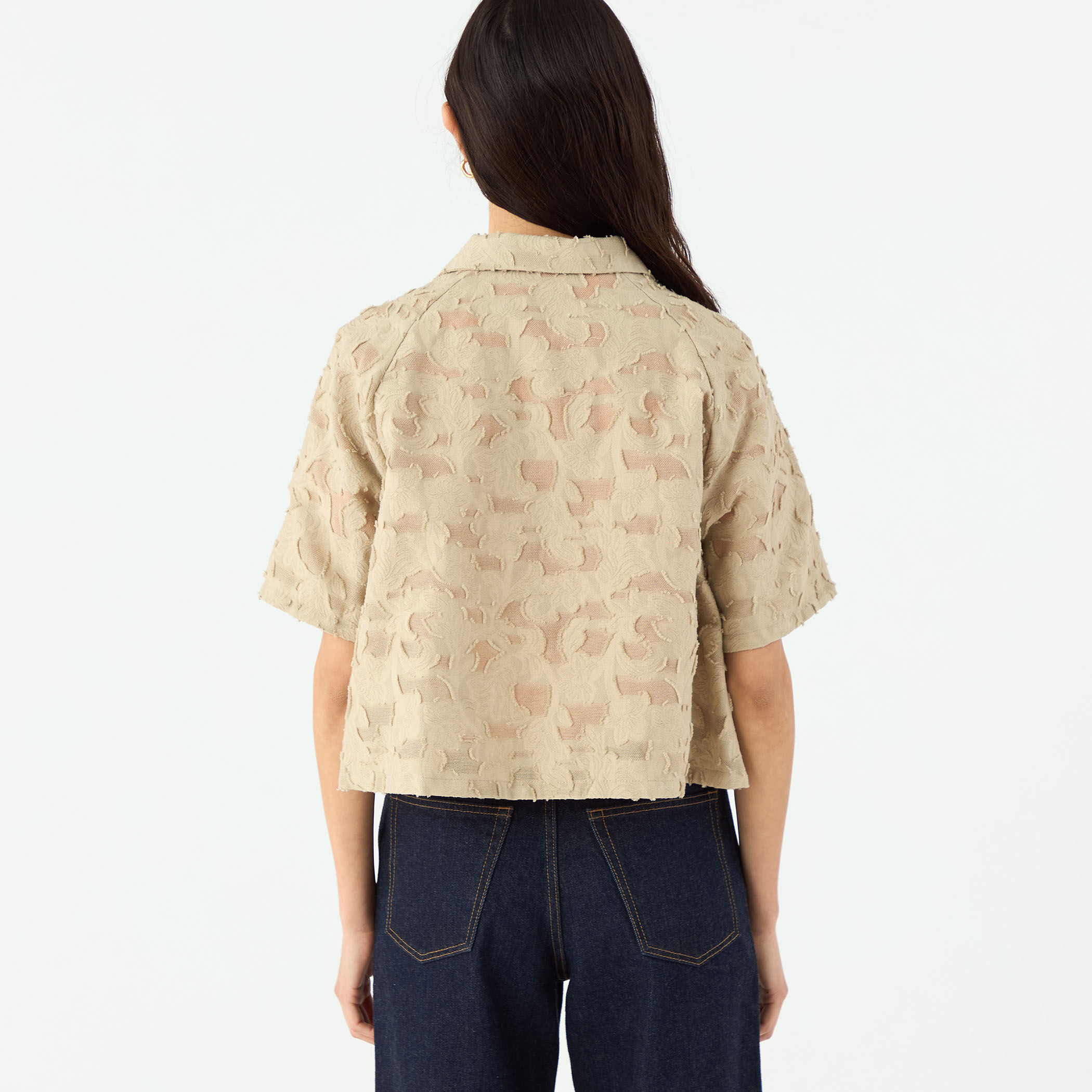 メッシュカットジャカード ハーフスリーブシャツ｜トゥモローランド