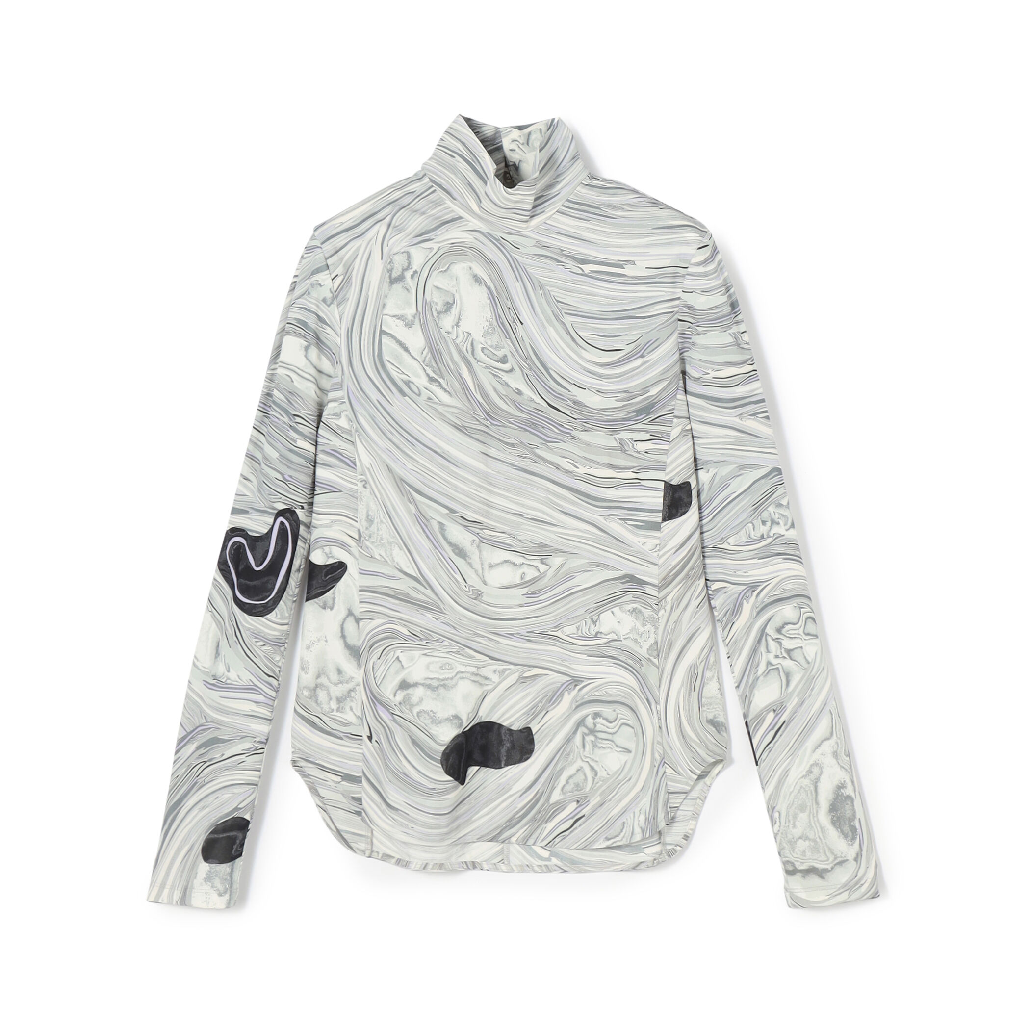 R,Sショップミラノコレクション 2014 2021 Mame Kurogouchi Marble Print Jersey High Neck Top