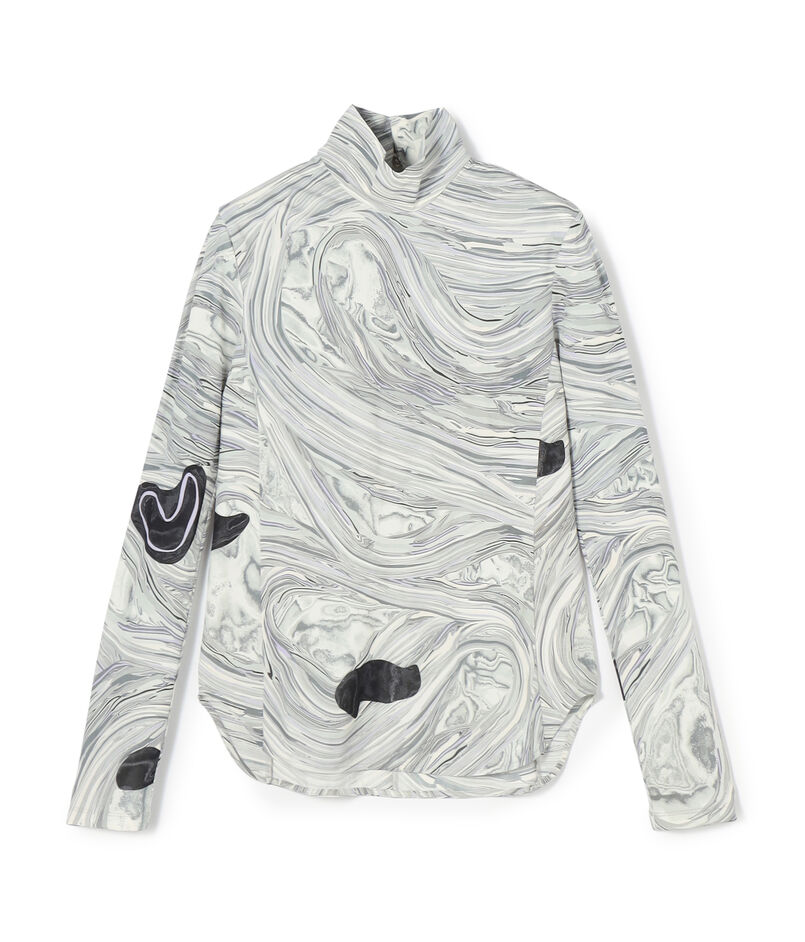 Mame Kurogouchi Marble Print Jersey High Neck Top