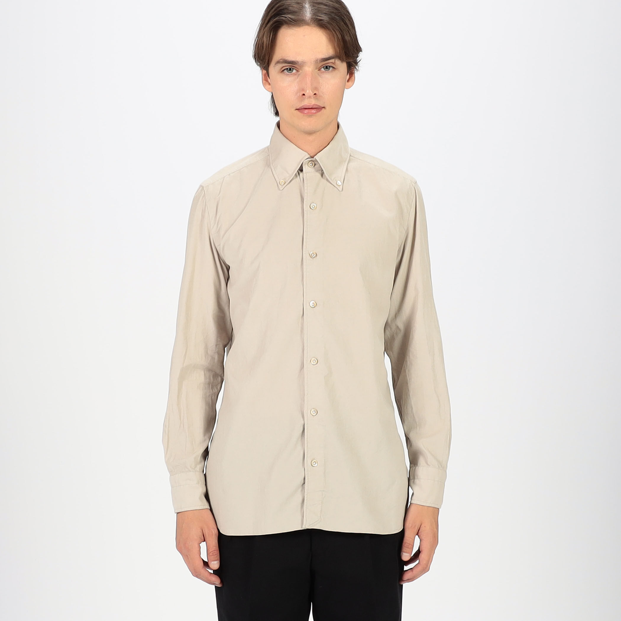【良品（定価3.5万）】Luigi Borrelli コーデュロイシャツ 茶 別注】LUIGI BORRELLI GABLE コットンコーデュロイ ボタンダウンシャツ
