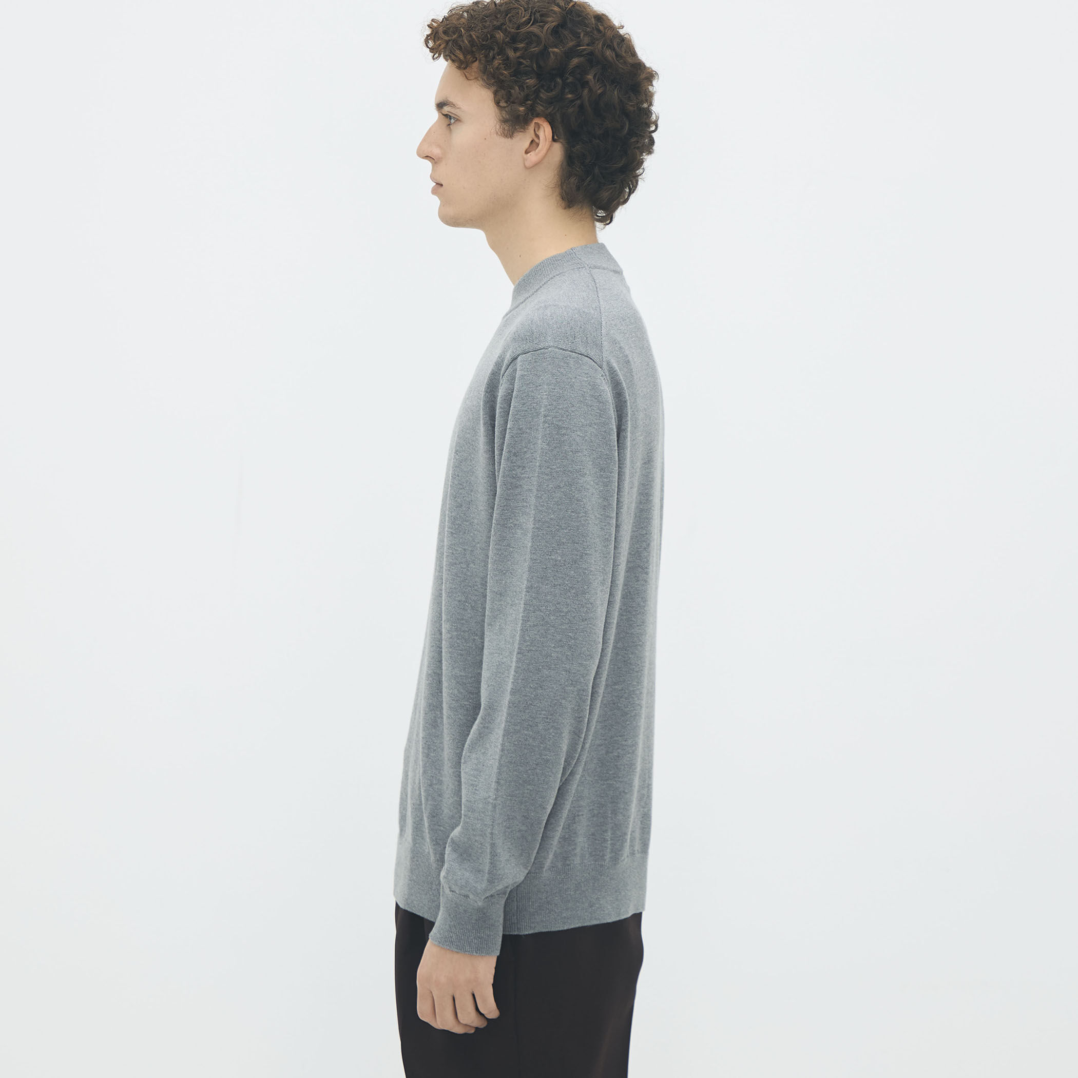 コットンカシミヤ プレーンモックネックプルオーバー