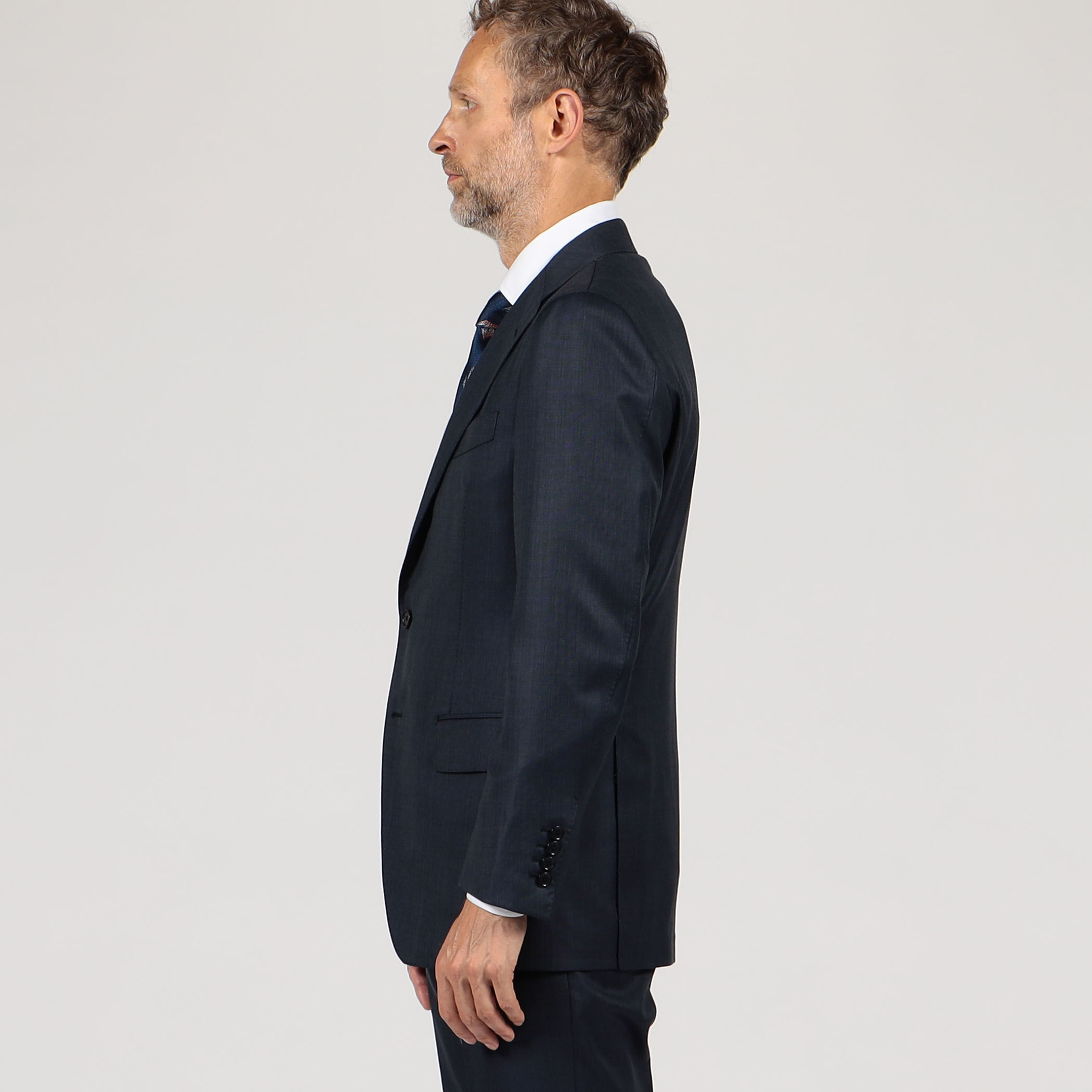 ウールシルク ピンヘッド シングルブレステッド2Bスーツ Delfino