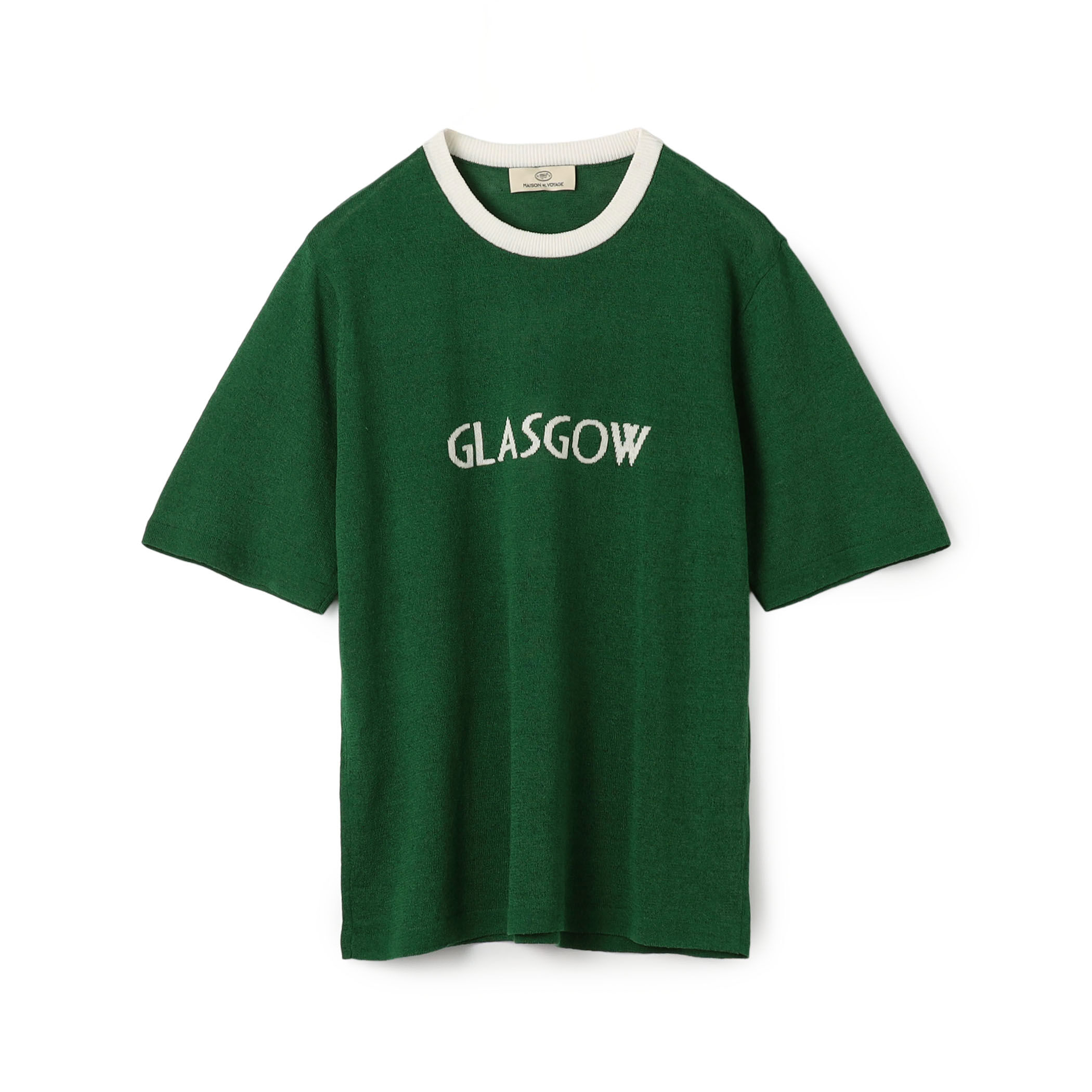 14ゲージ インターシャ クルーネックプルオーバー ニットTシャツ