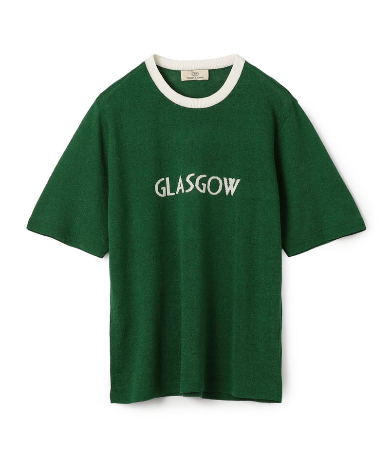 14ゲージ インターシャ クルーネックプルオーバー ニットTシャツ