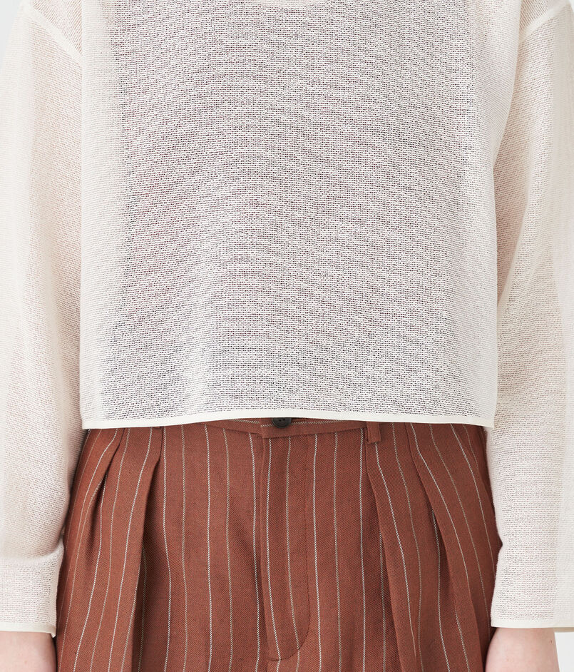 メッシュコットンポリエステル ボートネックプルオーバー  