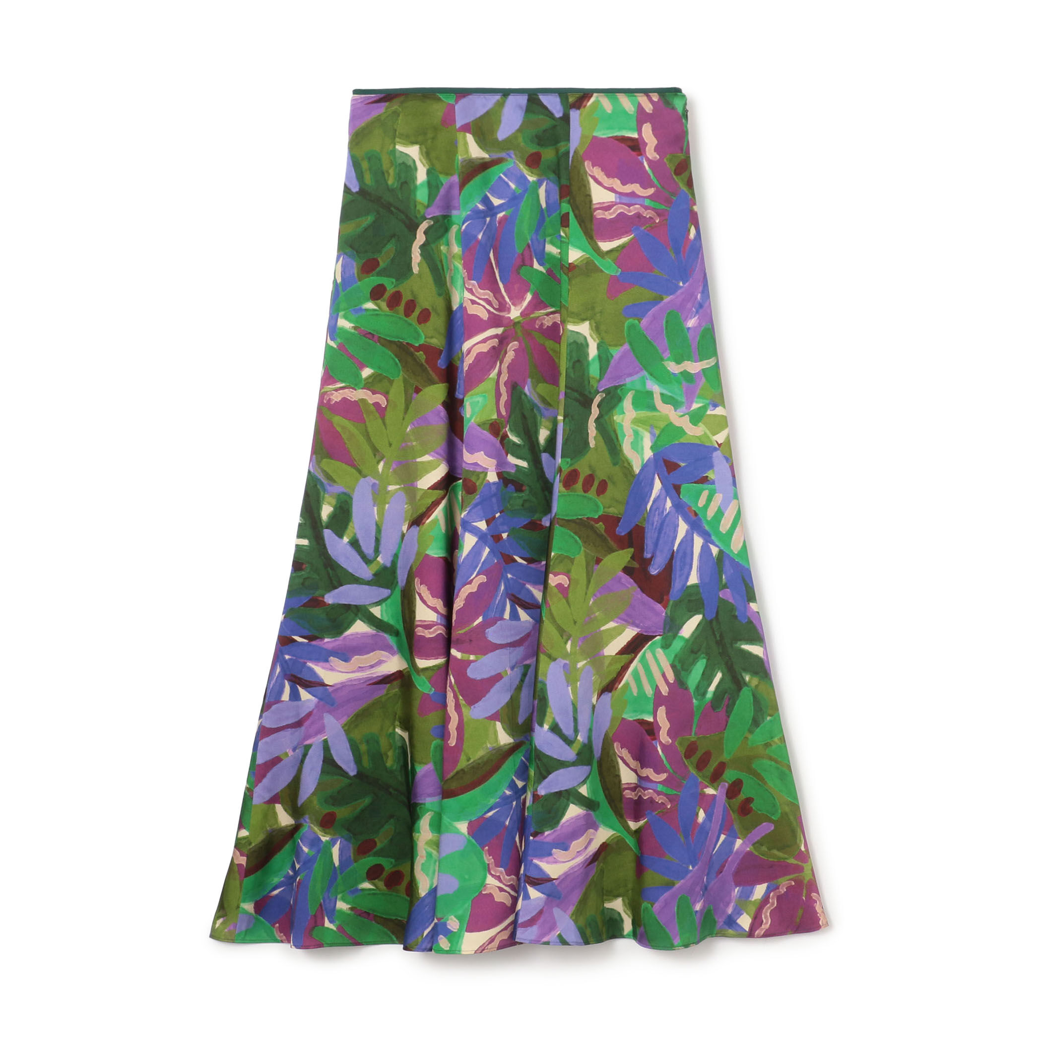 ポリエステル リーフプリントフレアスカート　パープル系xs ポリエステル リーフプリントフレアスカート｜トゥモローランド 公式通販