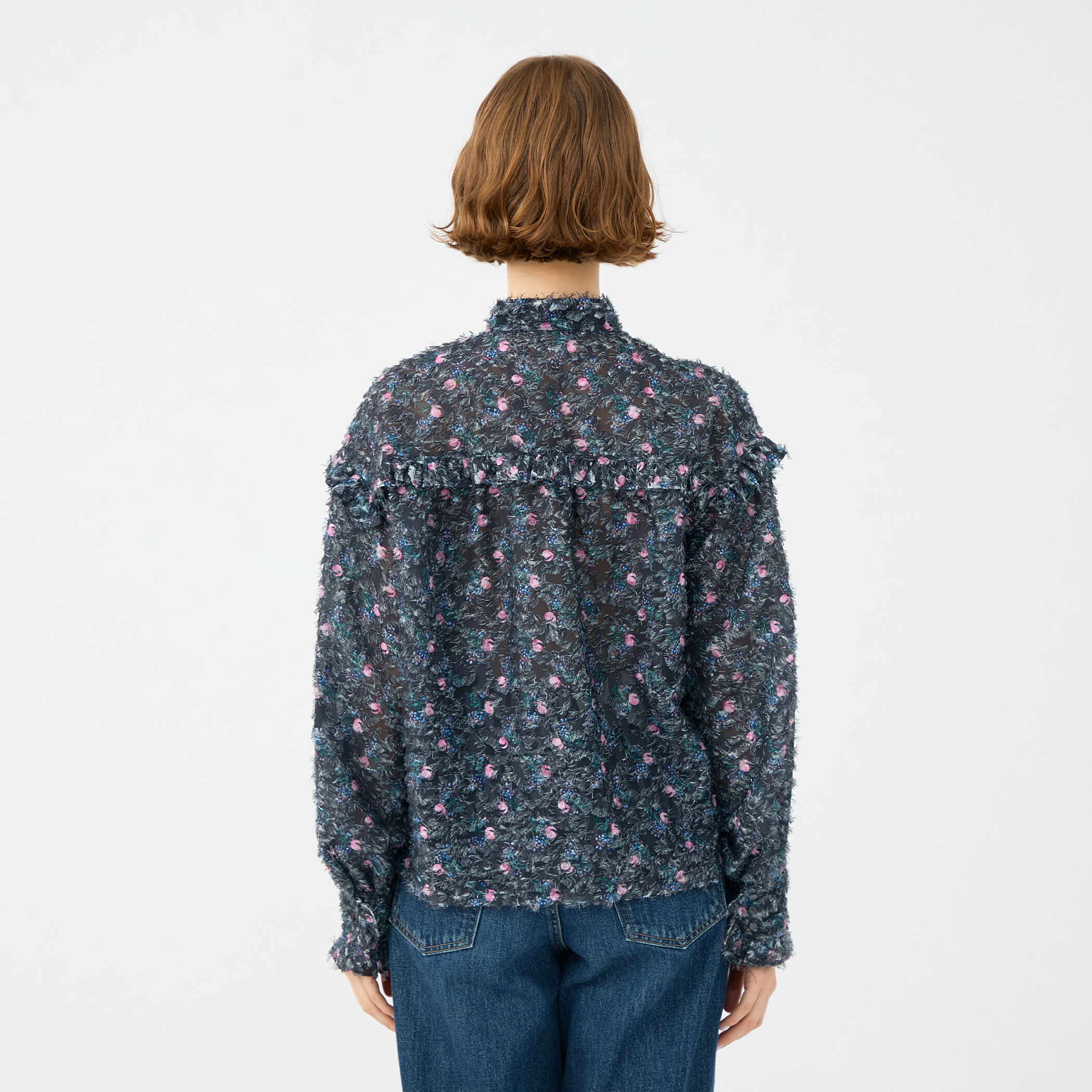 ラメカットジャカード カラーフリルブラウス｜トゥモローランド 公式通販