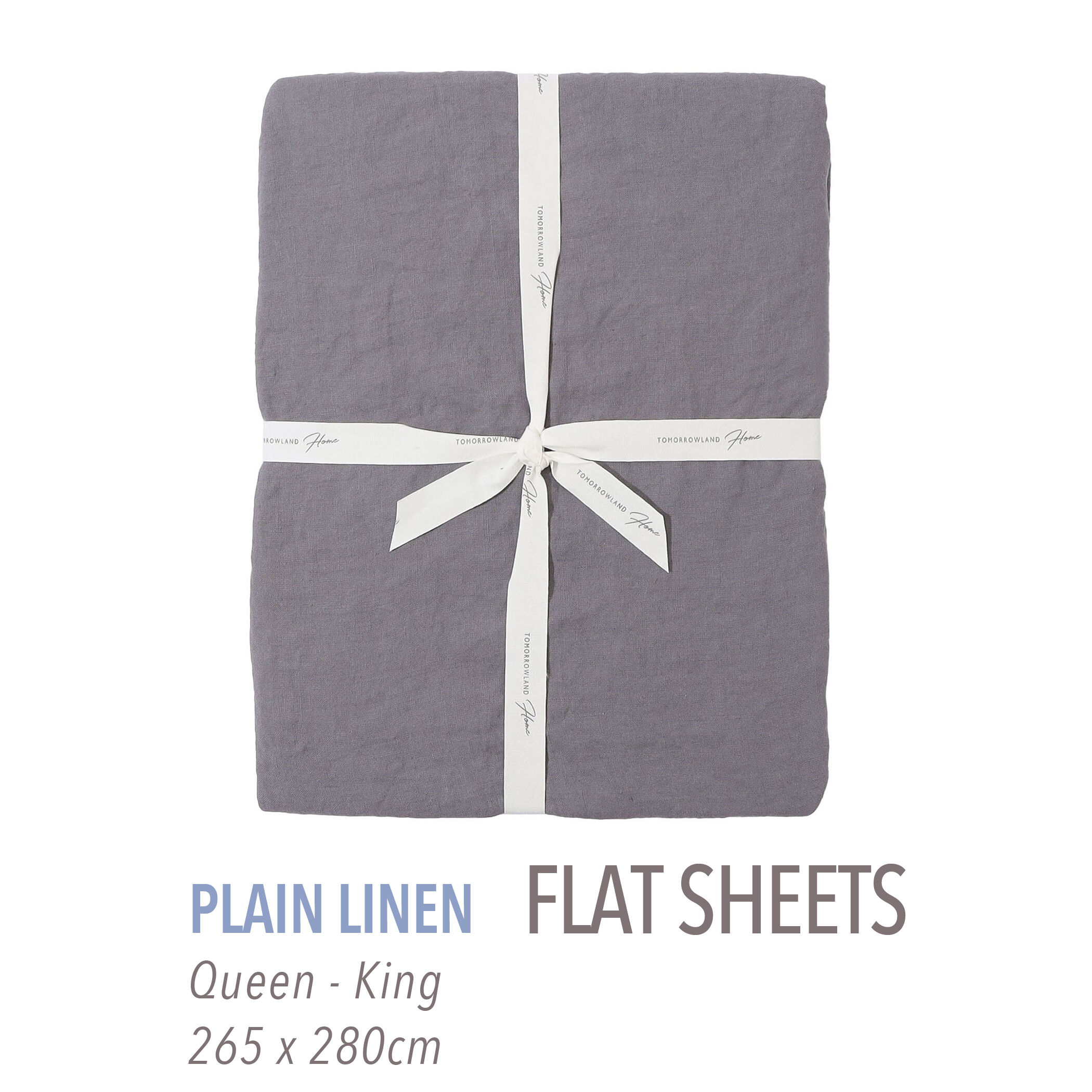 プレーンリネン フラットシーツ（クイーン～キング