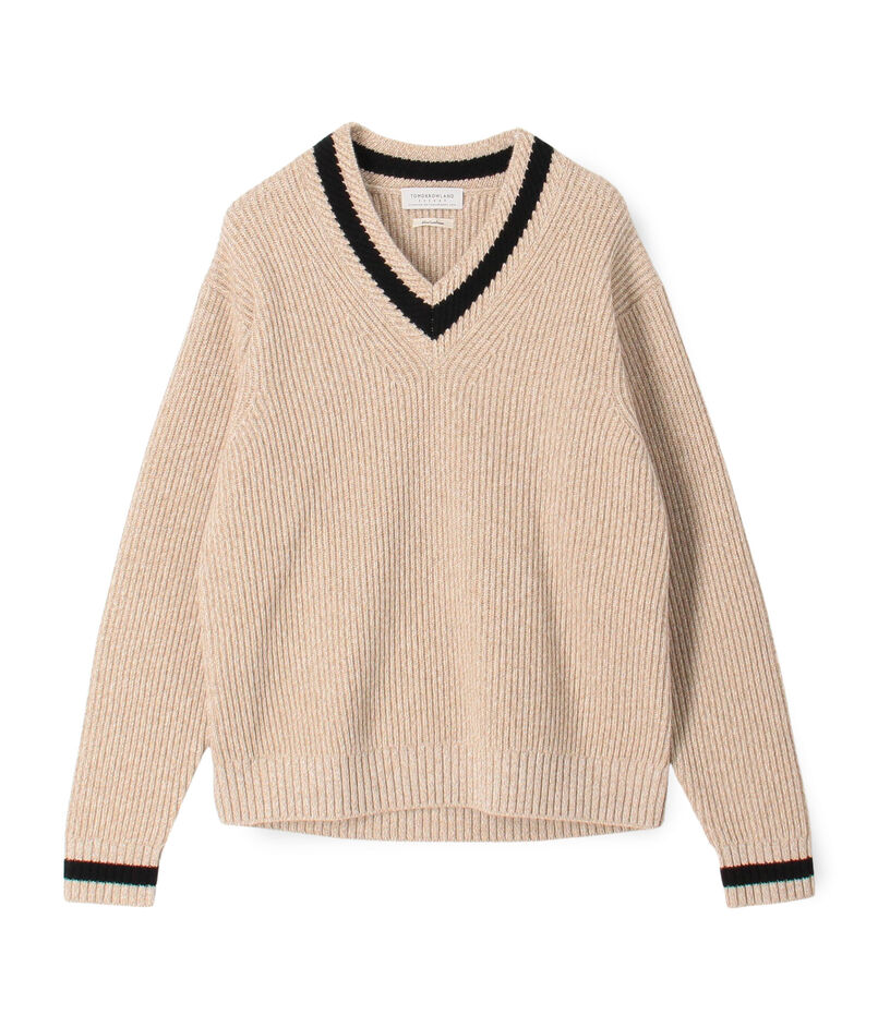TOMORROWLAND Tricot ウールカシミヤ メランジニット Vネックプルオーバー